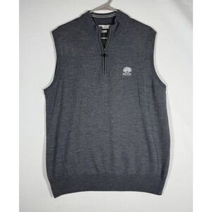 Peter Millar Sweater Vest Large Gray Wool 1/4 Zip Belfair Golf Club Hilton Head